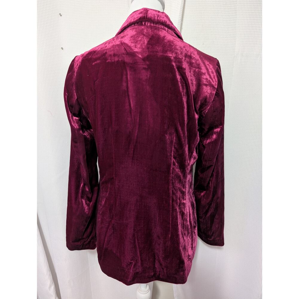 ANTHROPOLOGIE! RUBY RED CRUSHED VELVET, DECONSTRUCTED JACKET, BLAZER! SZ 6 - Picture 6 of 12